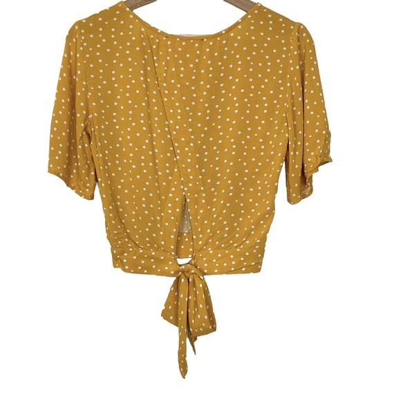 Abercrombie & Fitch Polka Dot Surplice Tie Back Blouse - Picture 6 of 8